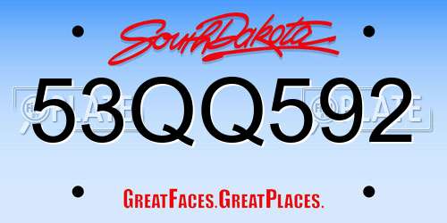 53QQ592 South Dakota License Plate