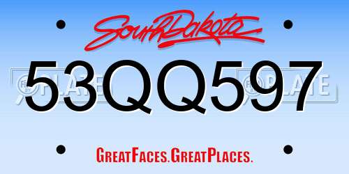 53QQ597 South Dakota License Plate