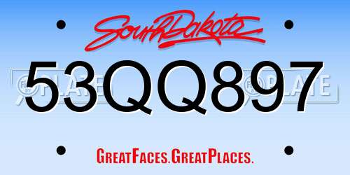 53QQ897 South Dakota License Plate