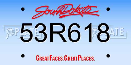 53R618 South Dakota License Plate
