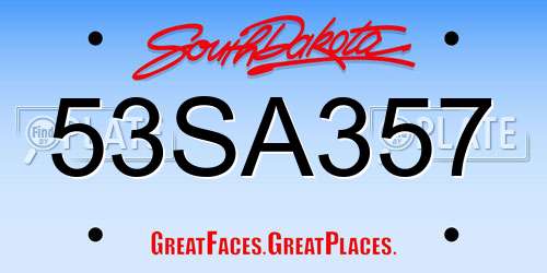 53SA357 South Dakota License Plate