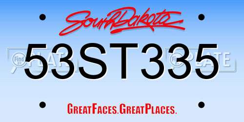 53ST335 South Dakota License Plate