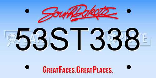 53ST338 South Dakota License Plate