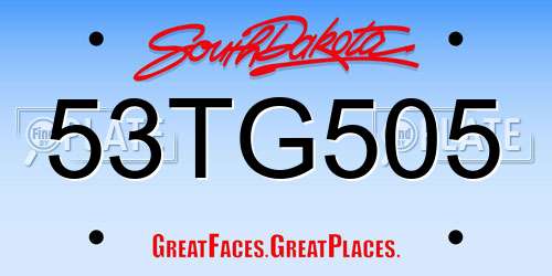 53TG505 South Dakota License Plate