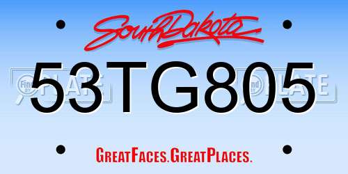 53TG805 South Dakota License Plate
