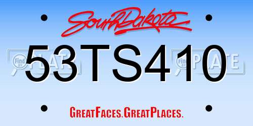 53TS410 South Dakota License Plate
