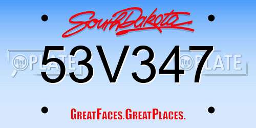 53V347 South Dakota License Plate