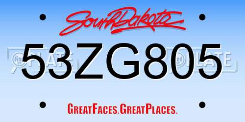 53ZG805 South Dakota License Plate