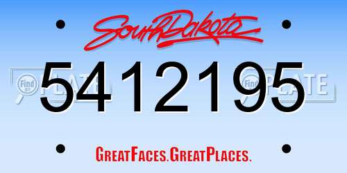 5412195 South Dakota License Plate