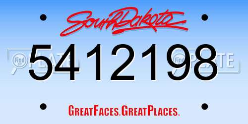 5412198 South Dakota License Plate