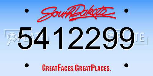 5412299 South Dakota License Plate