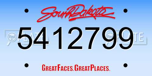 5412799 South Dakota License Plate
