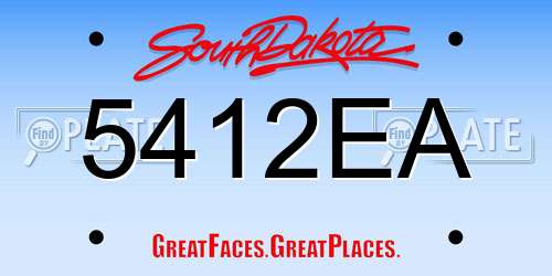 5412EA South Dakota License Plate