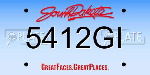 5412GI South Dakota License Plate