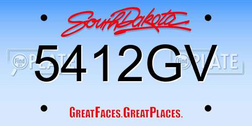 5412GV South Dakota License Plate