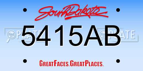 5415AB South Dakota License Plate