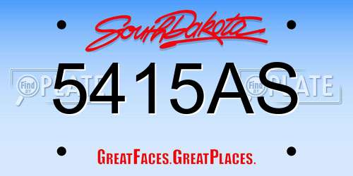 5415AS South Dakota License Plate