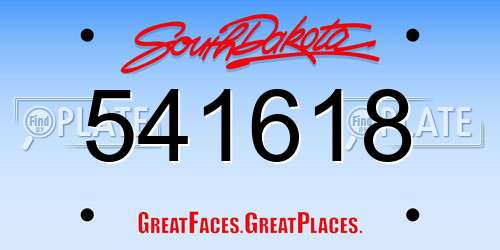 541618 South Dakota License Plate