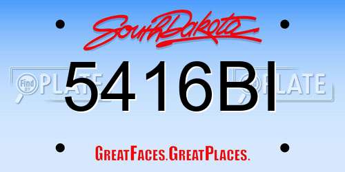 5416BI South Dakota License Plate