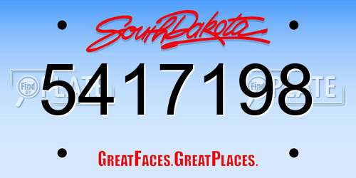 5417198 South Dakota License Plate
