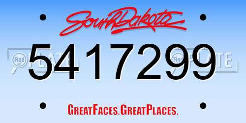 5417299 South Dakota License Plate