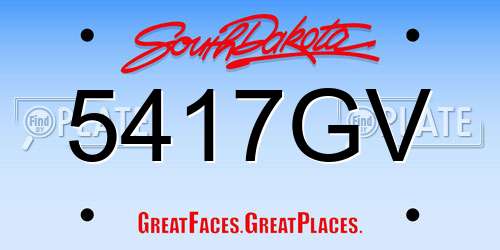 5417GV South Dakota License Plate
