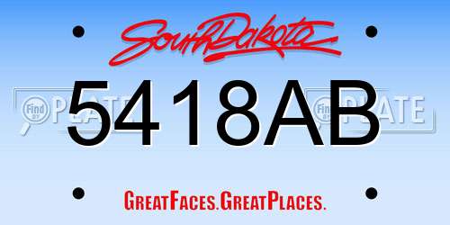 5418AB South Dakota License Plate