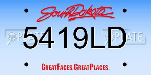 5419LD South Dakota License Plate
