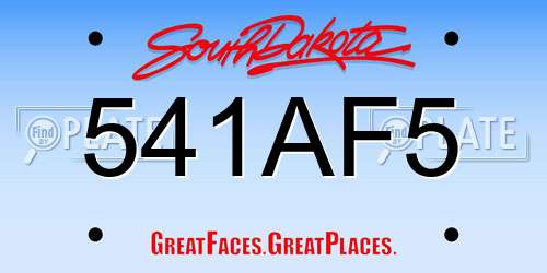 541AF5 South Dakota License Plate