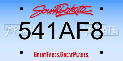 541AF8 South Dakota License Plate