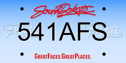 541AFS South Dakota License Plate