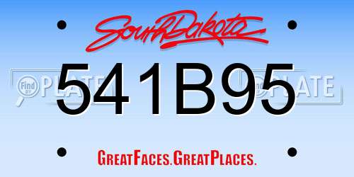 541B95 South Dakota License Plate