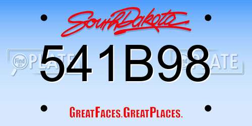 541B98 South Dakota License Plate