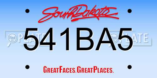541BA5 South Dakota License Plate