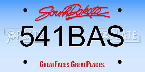 541BAS South Dakota License Plate