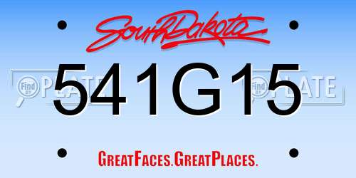 541G15 South Dakota License Plate