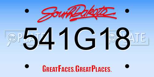 541G18 South Dakota License Plate