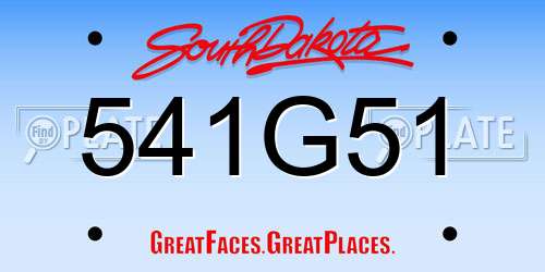 541G51 South Dakota License Plate