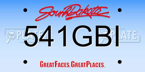 541GBI South Dakota License Plate