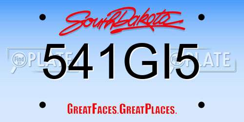 541GI5 South Dakota License Plate