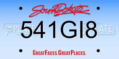 541GI8 South Dakota License Plate