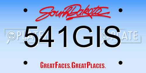 541GIS South Dakota License Plate