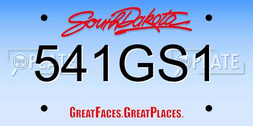 541GS1 South Dakota License Plate