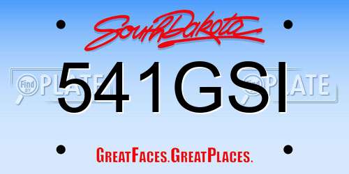 541GSI South Dakota License Plate