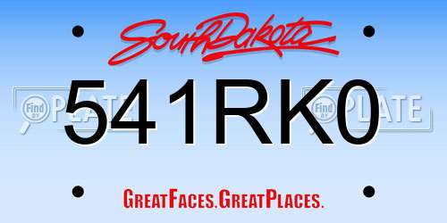 541RK0 South Dakota License Plate