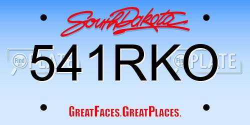 541RKO South Dakota License Plate