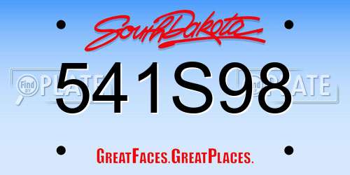 541S98 South Dakota License Plate
