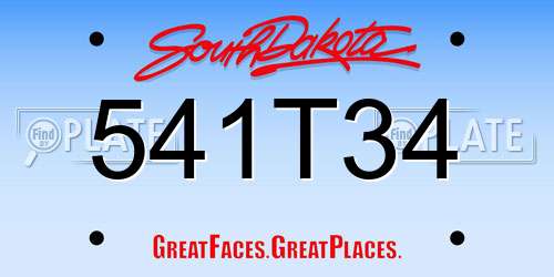 541T34 South Dakota License Plate