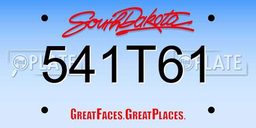 541T61 South Dakota License Plate