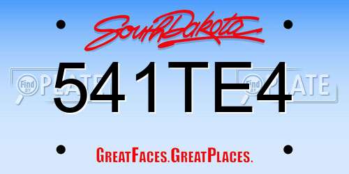 541TE4 South Dakota License Plate